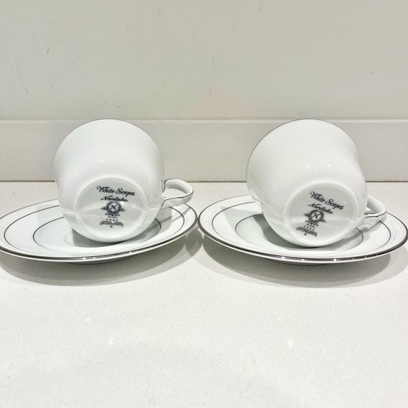 NWT set of 2 Noritake Whitescapes China Stoneleigh cup and saucer sets - Picture 3 of 6